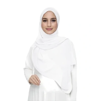 Afbeelding van Premium Chiffon Hijab Hoofd Sjaal Wrap Voor Moslim Vrouwen Lichtgewicht (Wit)
