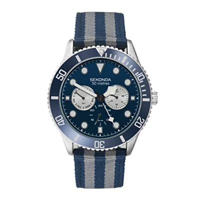 Afbeelding van Sekonda Dive Oceans Heren 43mm Quartz Horloge met Analoge Datumweergave en Roestvrij Stalen Armband, Blauw/Grijs, Armband
