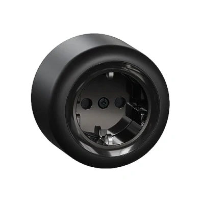 Afbeelding van Schneider Electric ELSO WDE015976 opbouw enkelvoudig stopcontact met BRS, veiligheidscontactdoos, vochtige ruimte, zwart rond, Renova, 16A 250V AC
