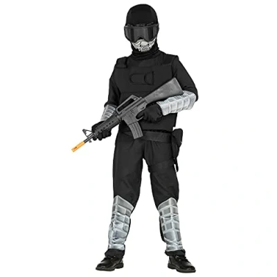 Afbeelding van Widmann Politie &amp; Detective Kostuum Special Forces Task Jongen Zwart, Zilver Maat 164 Carnavalskleding Verkleedkleding