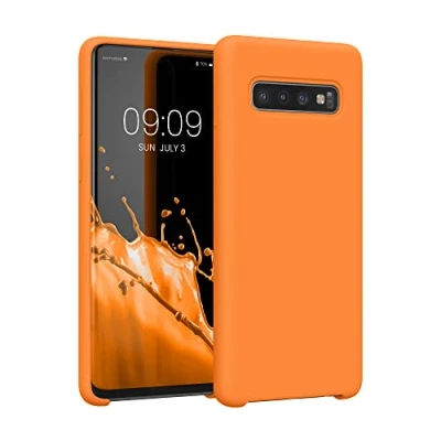 Afbeelding van kwmobile telefoonhoesje geschikt voor Samsung Galaxy S10 Hoesje met siliconen coating Smartphone case in fruitig oranje