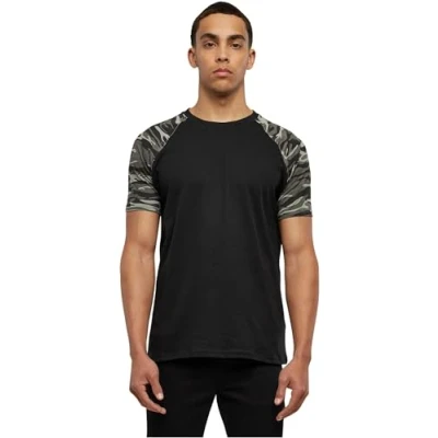 Afbeelding van Urban Classics Raglan Contrast Tshirt print, Heren, Maat: Medium, Black/ grey