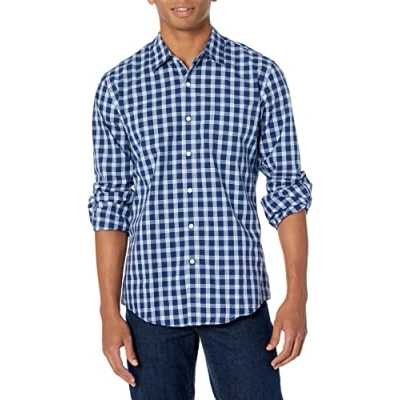 Afbeelding van Amazon Essentials Shirt met lange mouwen voor heren,Blauwe Plaid,L