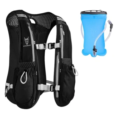 Afbeelding van UTOBEST Looprugzakken, licht, functioneel loopvest, 5 l, zwart met 1,5 l waterzak