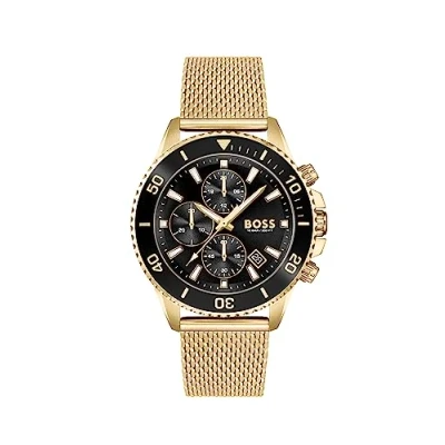 Afbeelding van BOSS Analog Quarz Horloge goldcoloured, Heren, Maat: One Size, Gold coloured