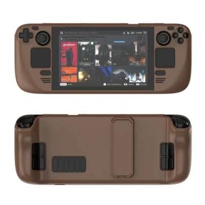 Afbeelding van Kleurrijke beschermhoes geschikt voor stoomdek, pc materiaal, volledige bescherming, met standaard, huidvriendelijk gevoel, accessoires gameconsole (bruin)