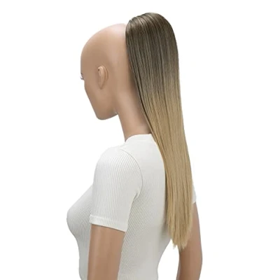 Afbeelding van CAISHA 55cm Pruik Vlecht Paardenstaart Haarextensies Glad Bruin Blond Mix PH526