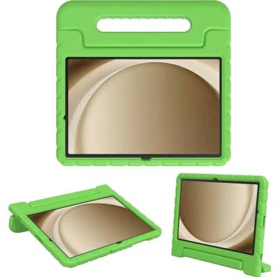 Afbeelding van Samsung Galaxy Tab A9 Plus Hoes: Accezz Kidsproof Backcover met handvat b2b Shockproof/Valbescherming Softcase,Backcover Groen Siliconen En