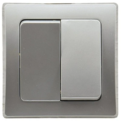 Afbeelding van DELPHI 2 voudige serieschakelaar, inbouw, zilvergrijs, wandschakelaar met frame, 250 V/10 A, incl. dubbele wip en afdekking