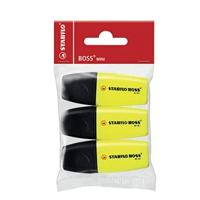 Afbeelding van Tekstmarkeerstift STABILO BOSS MINI 3 stuks geel