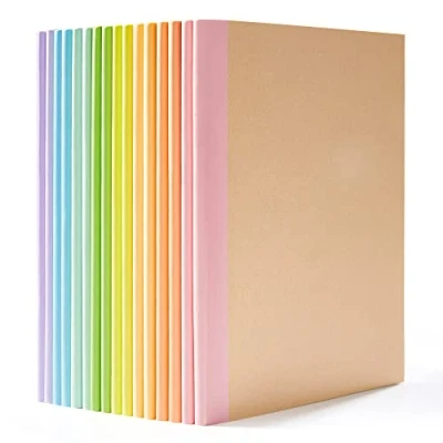 Afbeelding van 16 A5 notitieboekjes met kraftpapier van Feela, 60 pagina&#039;s gelinieerd notitieblok, bulk, zachte bruine kaft, multipack voor studenten, reizigers, plannen maken, memo&#039;s schrijven,