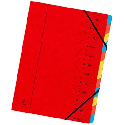 Afbeelding van Exacompta Sorteermap 12 delig, rood voorordner