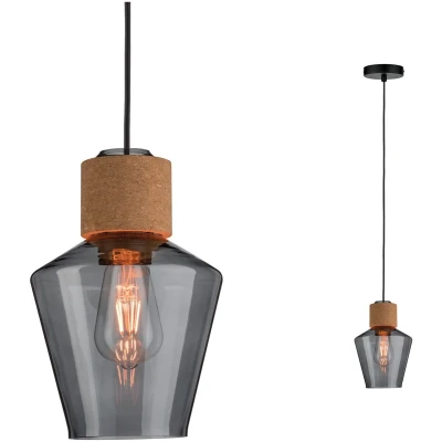 Afbeelding van Paulmann Edla 79740 Hanglamp LED E27 20 W Zwart, Kurk, Rook