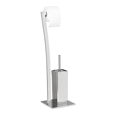 Afbeelding van Relaxdays toiletaccessoires set rvs toiletrolhouder toiletborstelhouder wc borstel zilver