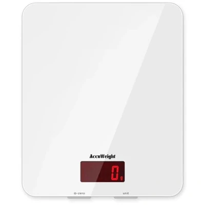 Afbeelding van ACCUWEIGHT Digitale Keukenweegschaal Multifunctionele Vlees Voedsel Schaal met LCD display voor Bakken Keuken Koken, 11lb Capaciteit door 0.1oz, Gehard Glas oppervlak Wit (wit)