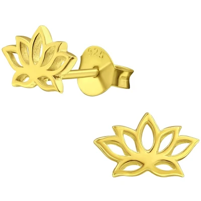 Afbeelding van JoyS Zilveren lotus bloem oorbellen 9 x 6 mm 14k goudplating
