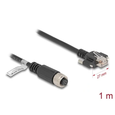 Afbeelding van Delock M12 Kabel A kodiert 8 Pin Buchse zu RJ45 Stecker mit Schrauben