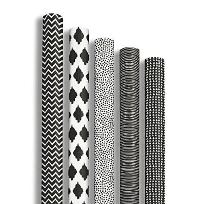 Afbeelding van Clairefontaine Ref 211416AMZC Gedrukt inpakpapier (enkele rol) 70cm breedte x 2m lengte, 60gsm papier zwart wit ontwerp (Pack van 12 rollen)