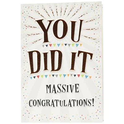 Afbeelding van Piccadilly Greetings Modern You Did It Massive Felicitatiekaart 7 x 5 inch, groengrijsbeigeoranjewit