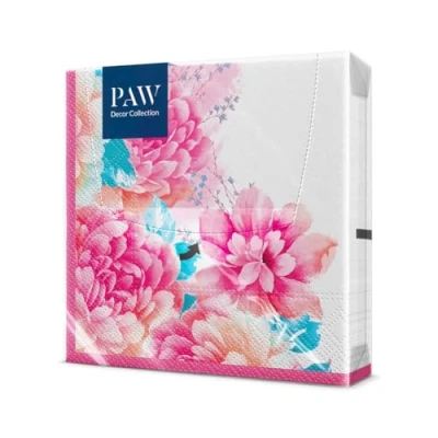 Afbeelding van PAW Papieren Servetten 3 laags (33 x 33 cm) I 20 Stuks Perfect voor Verjaardagen, Feesten, Bruiloften, Communie en Vieringen Tafeldecoratie, Kleurrijke Geur van de Lente