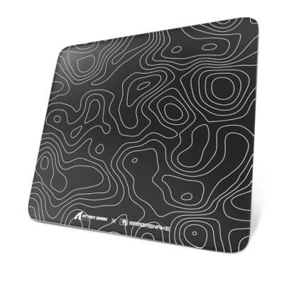 Afbeelding van ATTACK SHARK Glass Gaming Mouse Pad BLACK, Aangemaakt Glas Muismat, Super Glad Oppervlak, 9H Gehard Glas, 17.72 * 15.75 0.2 inch, Schokbestendig, Krasbestendig, Anti slip Muismat Zwart