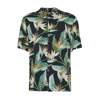 Afbeelding van Urban Classics Blossoms Overhemd, Heren, Maat: Small, Black