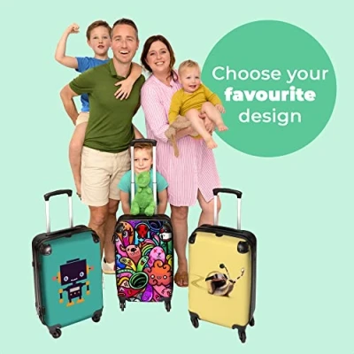 Afbeelding van NoBoringSuitcases.com Kinderkoffer Design kinderen Monster Meisjes Grote Koffer Kindertrolley meisje 20 kg bagage Hardcase Lichtgewicht TSA slot jongen 66 cm Reiskoffer 60 liter