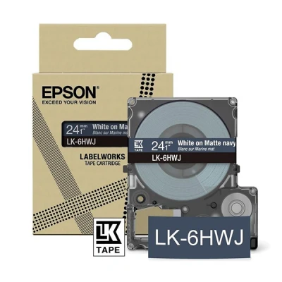 Afbeelding van Epson LabelWorks LK 6HWJ Labelbandcassette, compatibel met LW C610 mat marineblauw/wit 24 mm