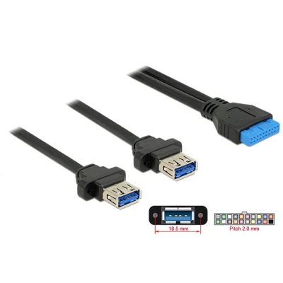 Afbeelding van Delock Kabel USB 3.0 Post Socket 2.00 mm 19 Pin &gt; 2 x Type A