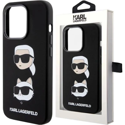 Afbeelding van Karl Lagerfeld Siliconen Karl&amp;Choupette Hoofdhoes voor iPhone 15 Pro Max zwart