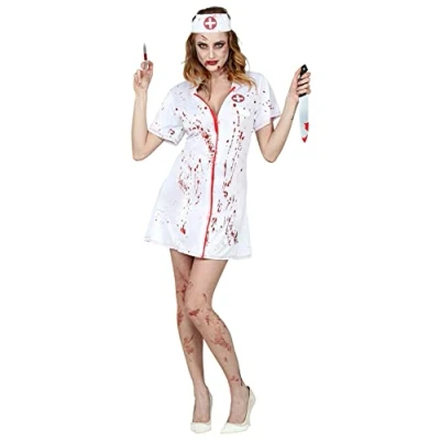 Afbeelding van Widmann Verpleegster &amp; Masseuse Kostuum Slag Door De Ader Vrouw Wit / Beige Small Halloween Verkleedkleding