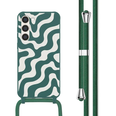 Afbeelding van Samsung Galaxy S23 Hoesje Siliconen en TPU (zacht) imoshion Softcase/Koordhoesje/Backcover Petrol Green Groovy Telefoonhoesje