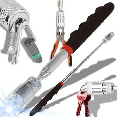 Afbeelding van Retoo Magneetstaaf Telescopische tot 68 cm Staafmagneet Magneetlifter Telescoopstang Telescoopmagneet Magneet Opname gereedschap Magneetgrijper