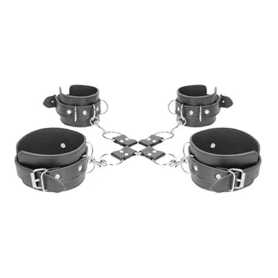 Afbeelding van Bonded Leather Hogtie with Hand and Ankle Cuffs