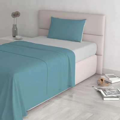 Afbeelding van Italian Bed Linen Natuurlijke kleur Set (Flat 150x300, Hoeslaken 90x200cm+kussensloop 52x82cm), Benzine Fles Groen, Ottanio/Lichtgrijs, ENKEEL