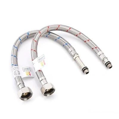 Afbeelding van Home Range M10 x 1/2 flexibele kraanconnectoren paar, gevlochten roestvrijstalen slang voor keuken en wastafel, monobloc mengkranen, WRAS goedgekeurd, roest corrosiebestendig, 1/2&quot; BSP