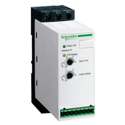 Afbeelding van Schneider electric altistart 01 softstarter 1f 110 230v 2 2kw 3f 480v 7 5 11kw 25a bij 40 graden gestuurde fase 1 ats01n125ft