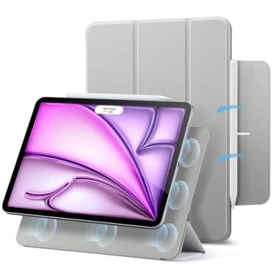 Afbeelding van ESR Beschermhoesje voor iPad Air 13 M2 2024, Pro 12,9 inch (2022/2021/2020), magnetische beschermhoes met trifold houder, magneetsluiting, houder Pencil Pro/Pencil USB C, automatische