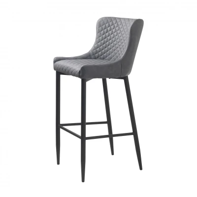 Afbeelding van Nordic Home Milly barkruk PU leer grijs