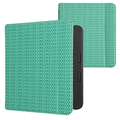 Afbeelding van kwmobile ereader hoesje compatibel met Tolino Vision 6 Case magnetische sluiting Hoes voor e reader in donkergroen/lichtgroen Grasgroen