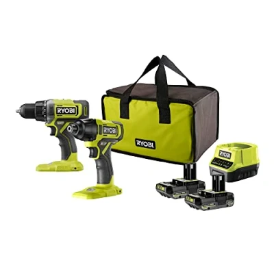 Afbeelding van Ryobi Duo 18V One + Boormachine slagschroevendraaier Geleverd met 2 accu&#039;s van 2Ah en oplader, in draagtas RCK182G 220S