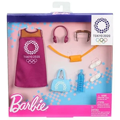 Afbeelding van Barbie GJG33 Fashion modeset, jurk en 6 accessoires voor barbiepoppen