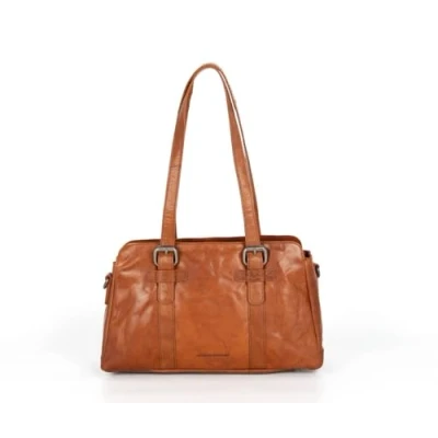 Afbeelding van Spikes &amp; Sparrow Schultertasche Leder 34 CM Handtas, Dames, Maat: One Size, Brandy