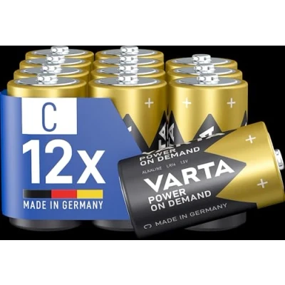 Afbeelding van VARTA Batterijen C Baby, verpakking van 12, Power on Demand, Alkaline, opbergpakket, flexibel, krachtig, voor computeraccessoires, Smart Home, Made in Germany [Exclusief bij Amazon]