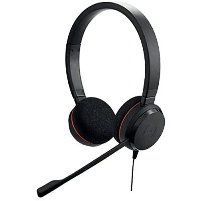Afbeelding van Jabra Evolve 20 Stereo Headset Microsoft gecertificeerde Koptelefoon met kabel voor VoIP softphones Passive Noise Cancellation USB Controller Zwart
