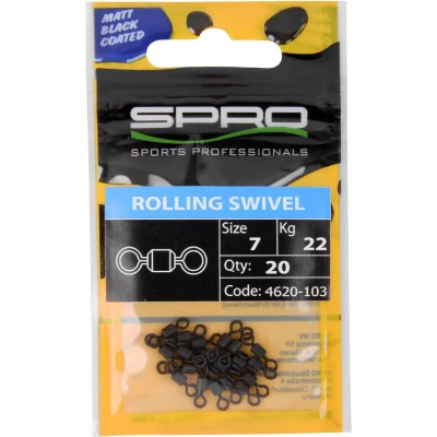 Afbeelding van Spro Matte Black Rolling Swivel (20 pcs) Maat : Size 7 22kg