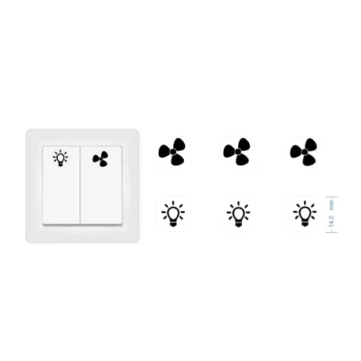 Afbeelding van Schakelstickerset met 3 x ventilator en lichtsymboolstickers (RP16/1) (14 mm)