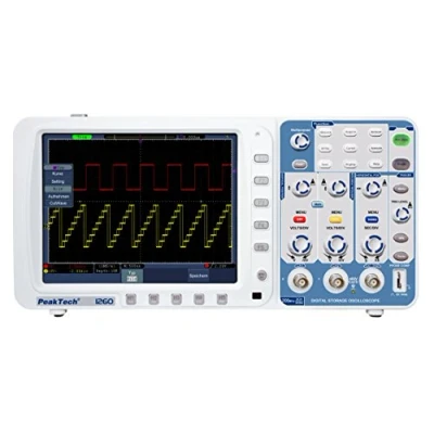 Afbeelding van PeakTech 1260 2 kanaals geheugenoscilloscoop (200 MHz) met USB , VGA LAN interface &amp; 8 inch TFT kleurendisplay hoge resolutie, 20 automatische meetmodi, digitale oscilloscoop (10 mil/ch).