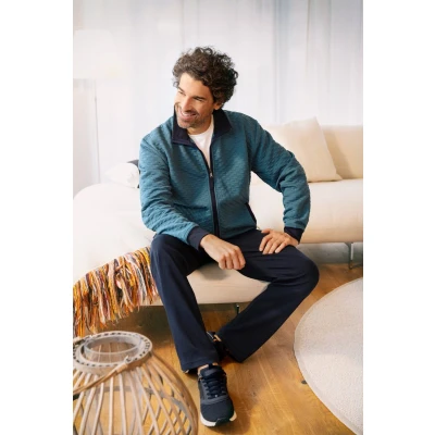 Afbeelding van Blauw huispak Hajo met rits Maat 54