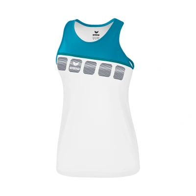 Afbeelding van Erima 5 C tanktop dames wit/oriental blue/colonial blue